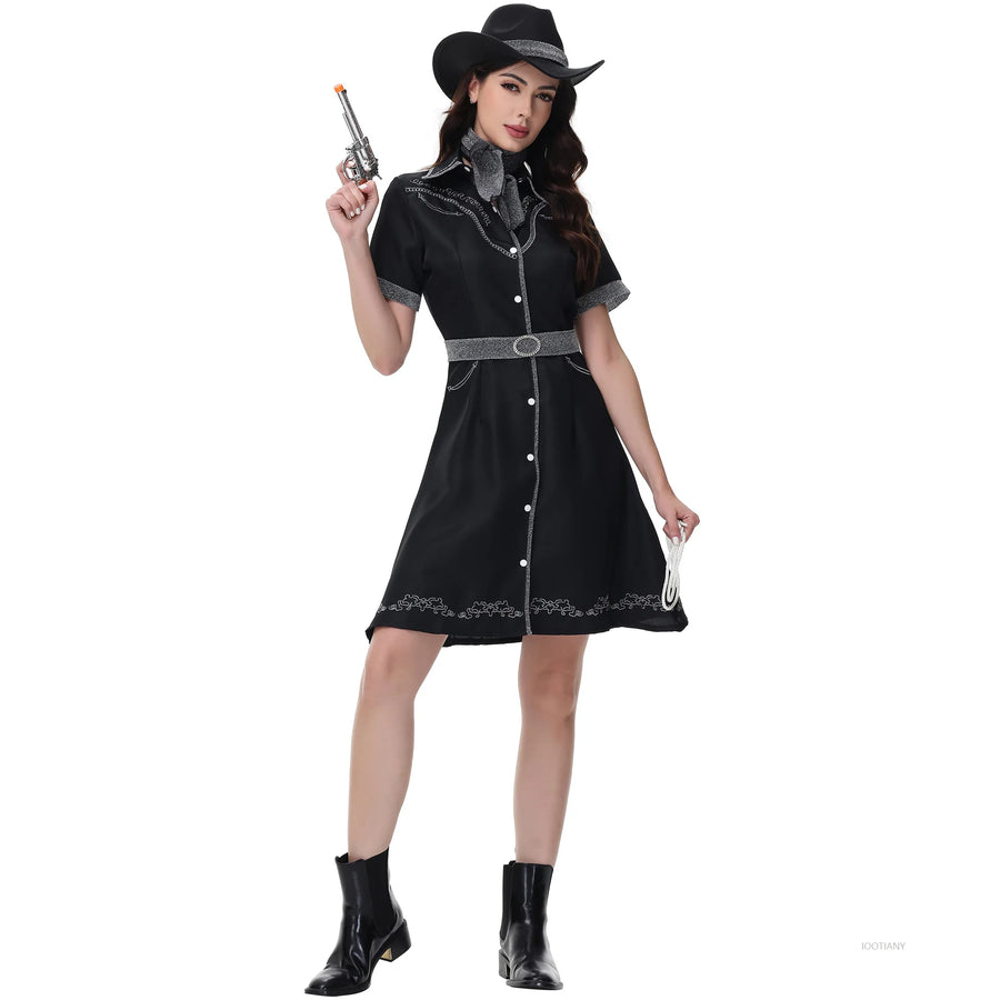 Costume Cow-Girl Femme – Western Noir, M ou XL