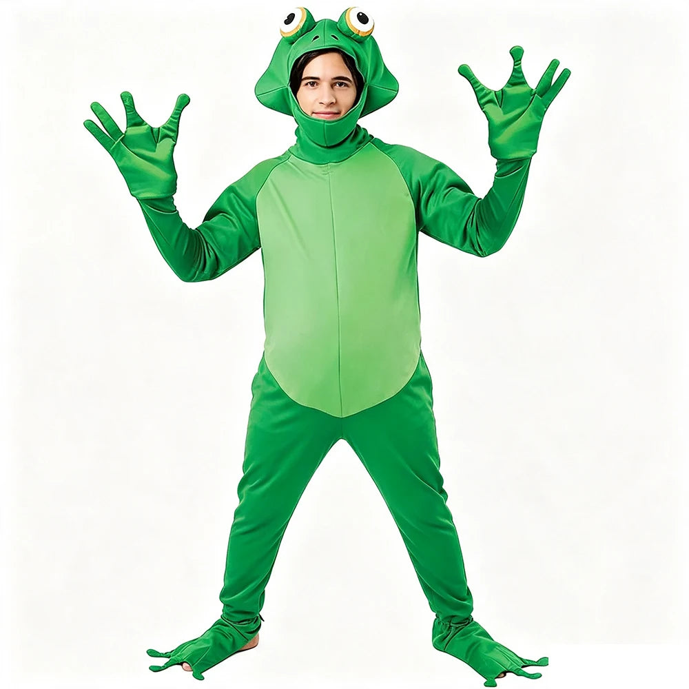 Combinaison Grenouille Verte Adulte avec Capuche – vue 5