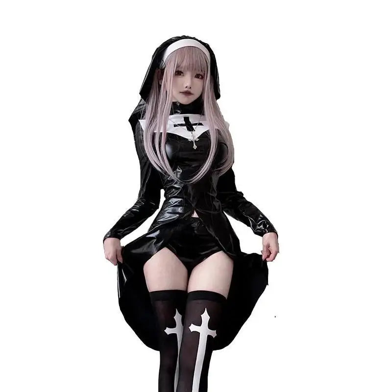 Combinaison Nonne Gothique en Simili-Cuir – vue 6