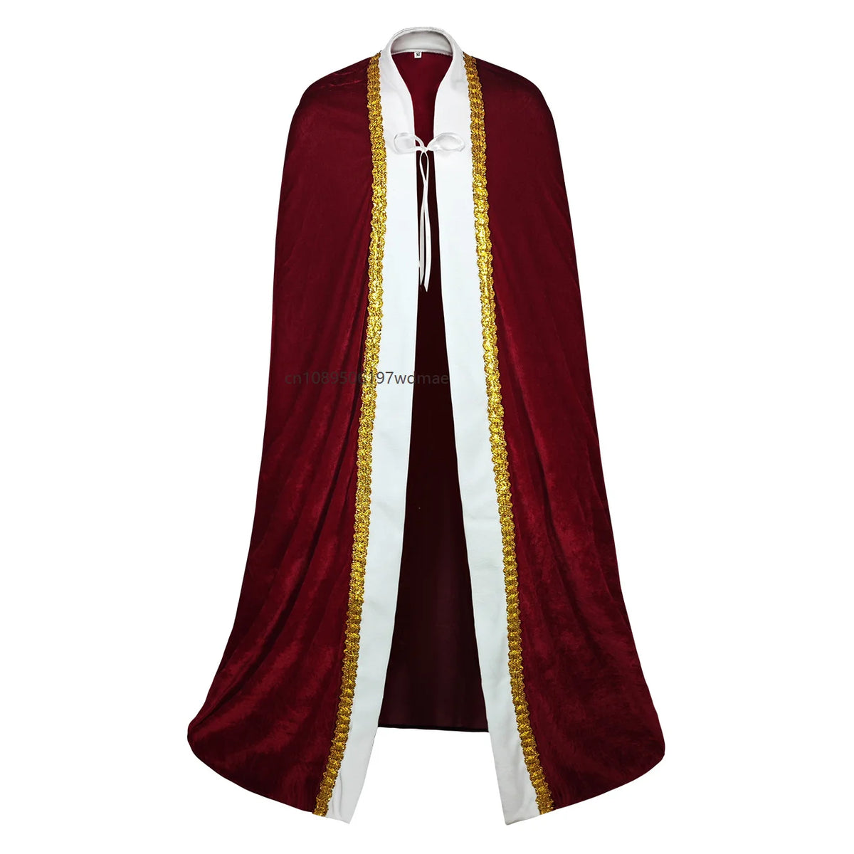 Cape de Roi Médiévale Rouge Bordeaux – Costume Prince Royal – vue 5