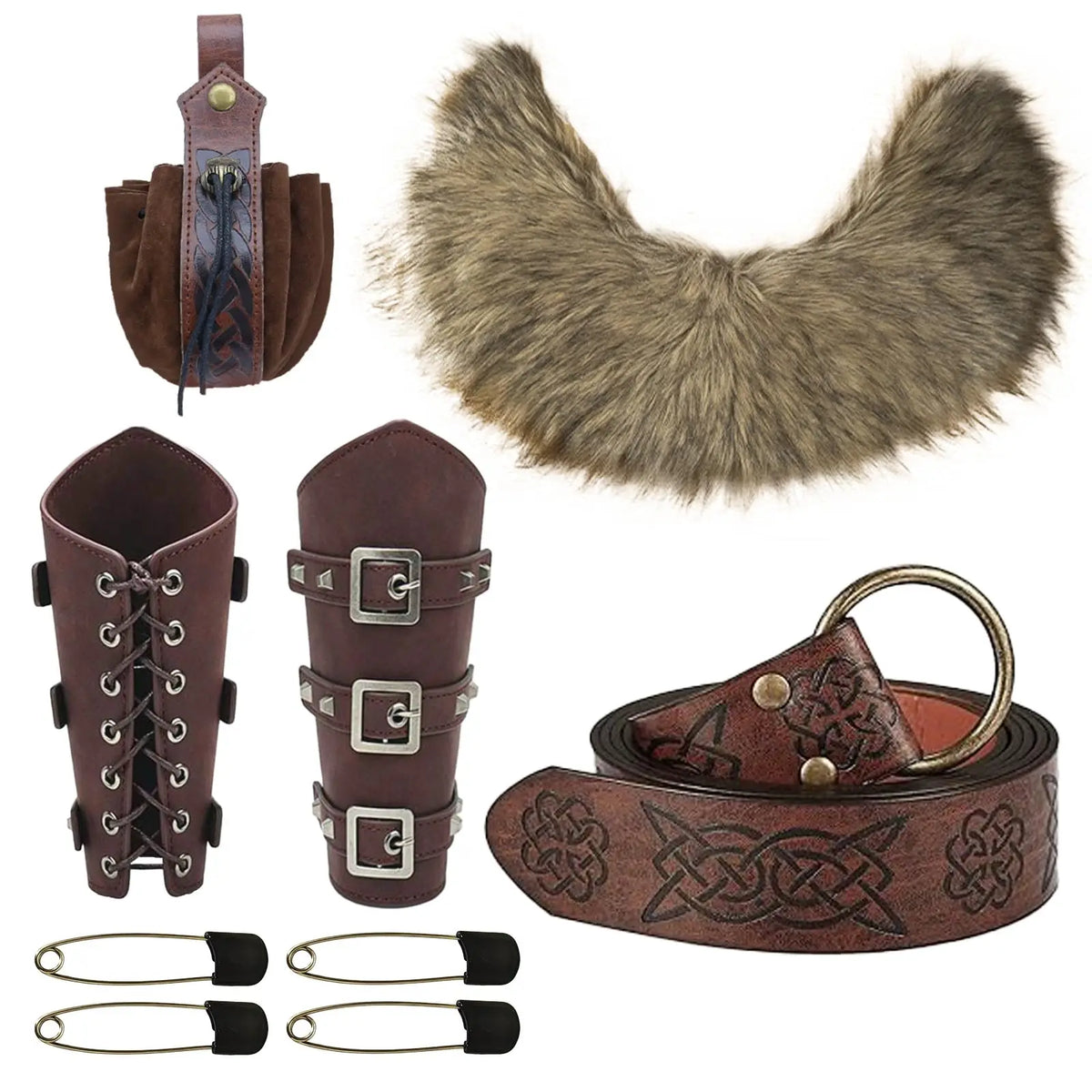 Châle Viking en Fausse Fourrure Gris – Adulte