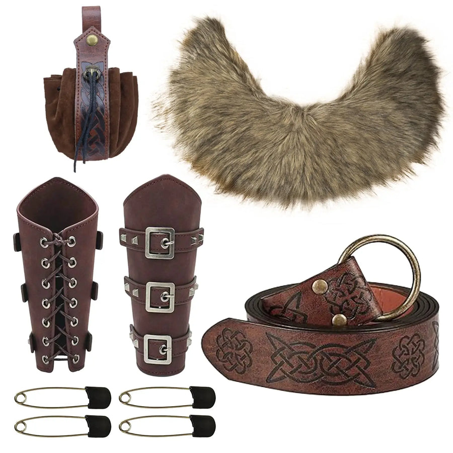 Châle Viking en Fausse Fourrure Gris – Adulte