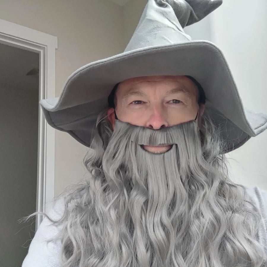 Chapeau de Sorcier avec Cheveux Argentés – Halloween – vue 7