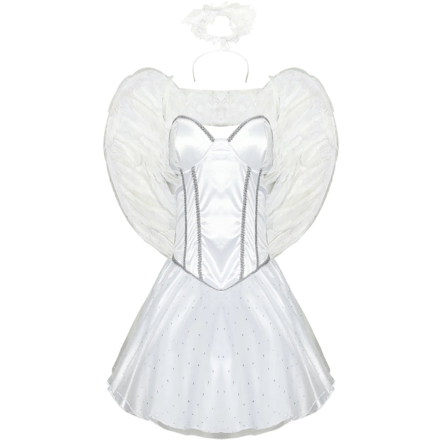 Déguisement Ange Sexy Blanc Femme avec Ailes – vue 5