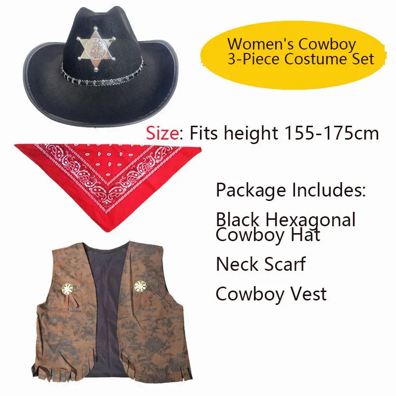 Kit Cowboy Western – Chapeau, Bandana et Gilet