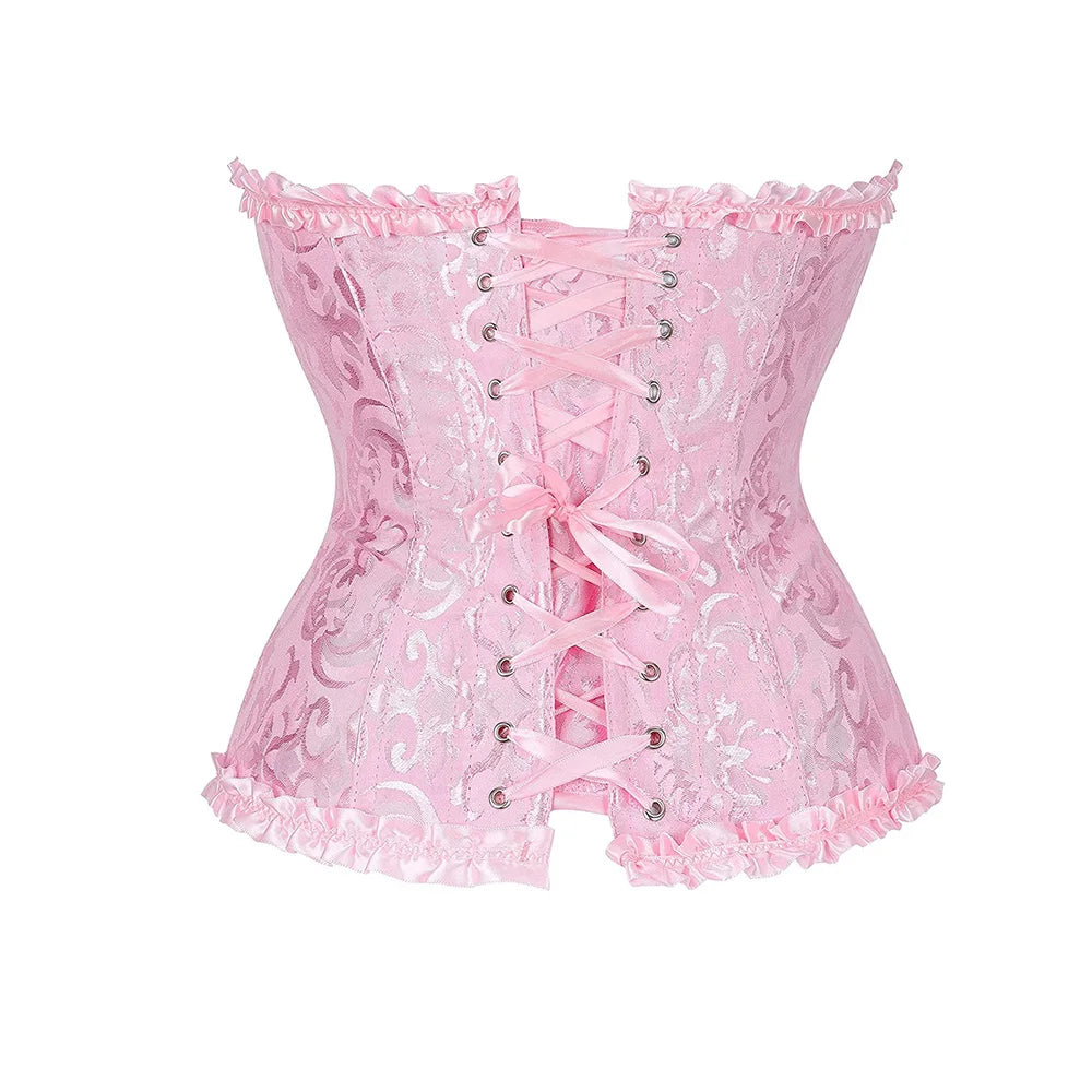 Corset Bustier Jacquard Rose Vintage – vue 2