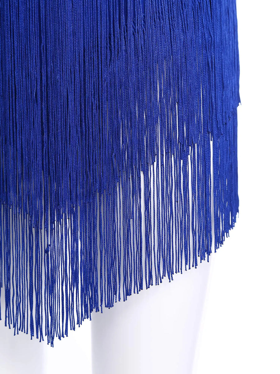 Costume de Danse Samba Latine Femme - Haut à Franges et Jupe à Pompons – vue 5
