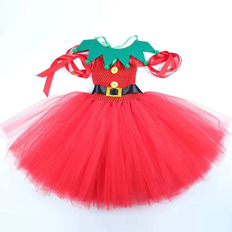 Robe Tutu Lutine Rouge et Verte Fille – vue 6