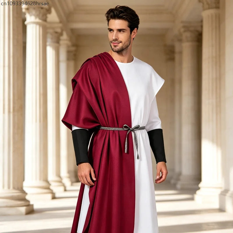 Toge Romaine Bordeaux Homme avec Ceinture et Bandeau