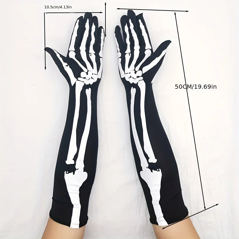 Gants Squelette Longs Élastiques – vue 3