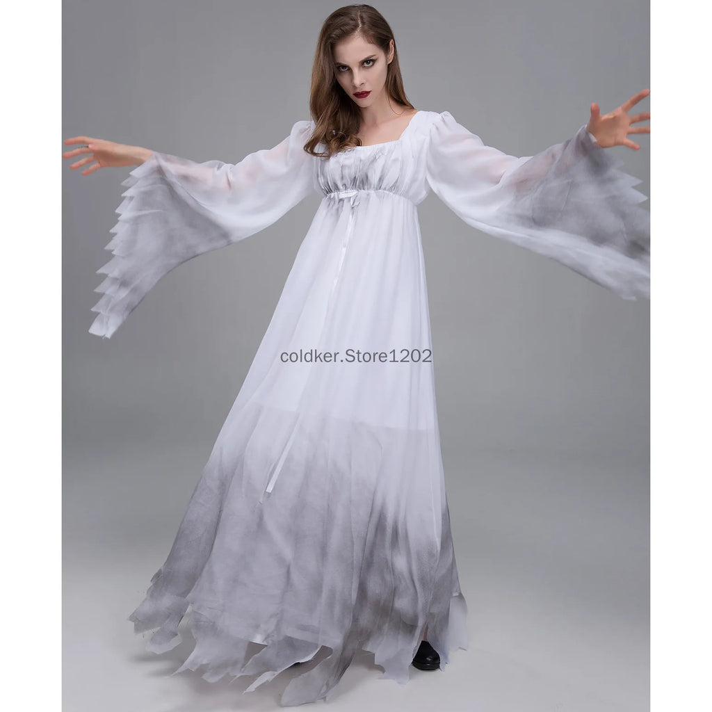Robe Mariée Fantôme Halloween Femme – Blanche, S à XXL