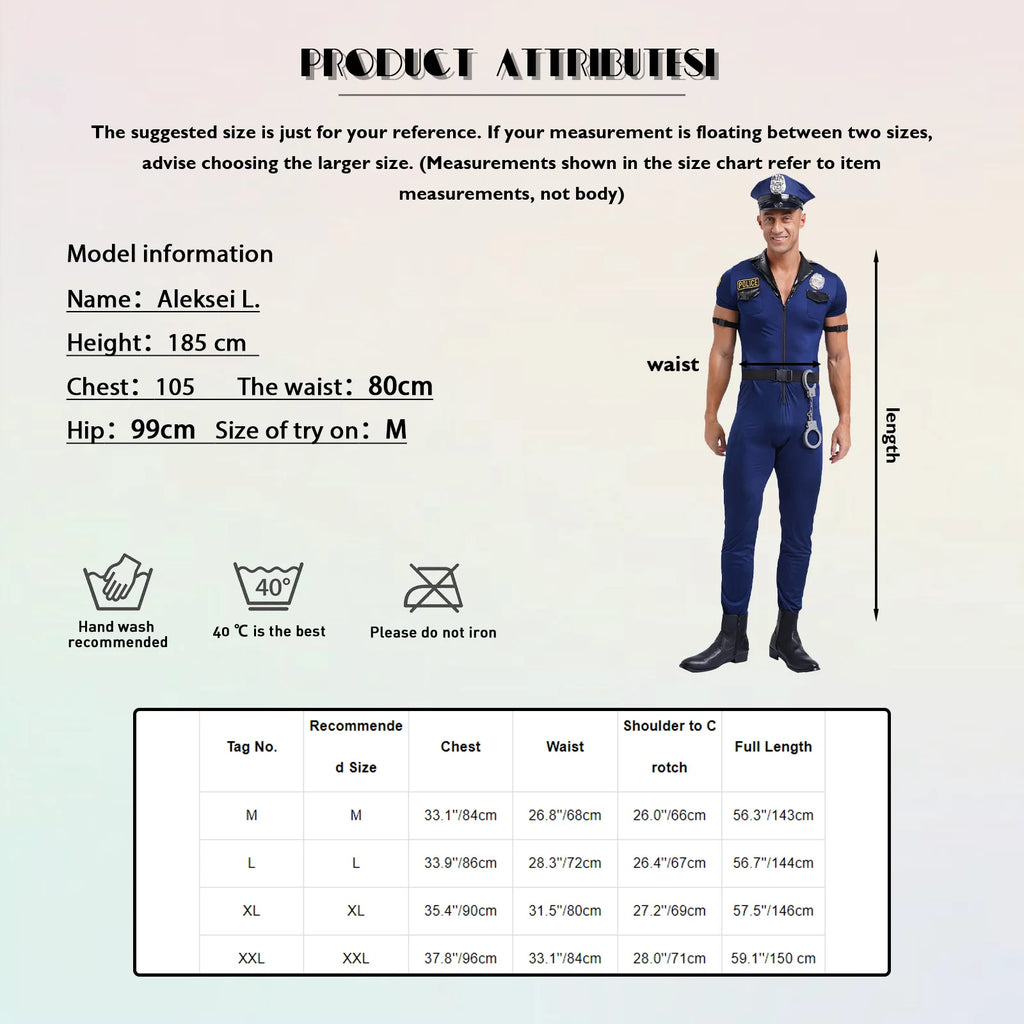 Déguisement Policier Homme 7 Pièces – Tailles M à XXL
