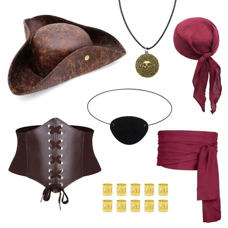 Kit Pirate – Foulard, Collier, Cache-Œil et Ceinture – vue 6