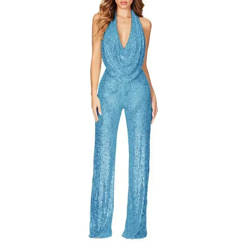 Combinaison Paillettes Femme - Tenue de Soirée Dos Nu – vue 9