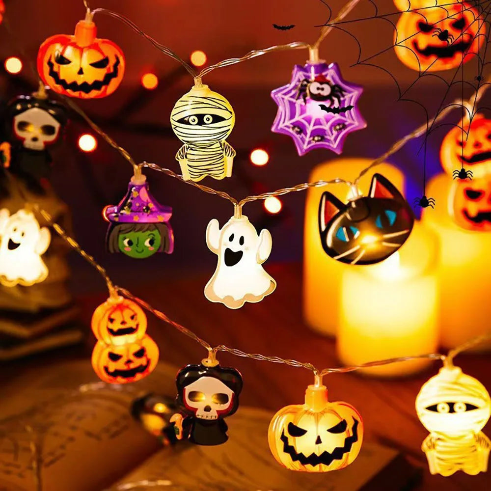 Guirlande LED Halloween – Citrouilles et Fantômes, 1,5 à 6 m