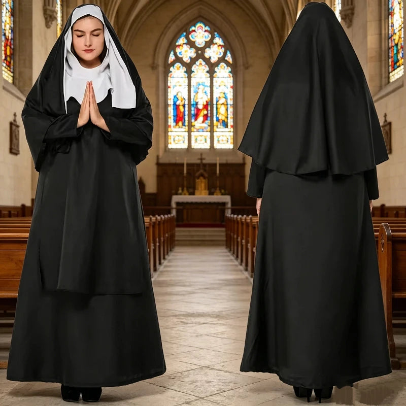 Déguisement Religieuse Robe Longue Noire