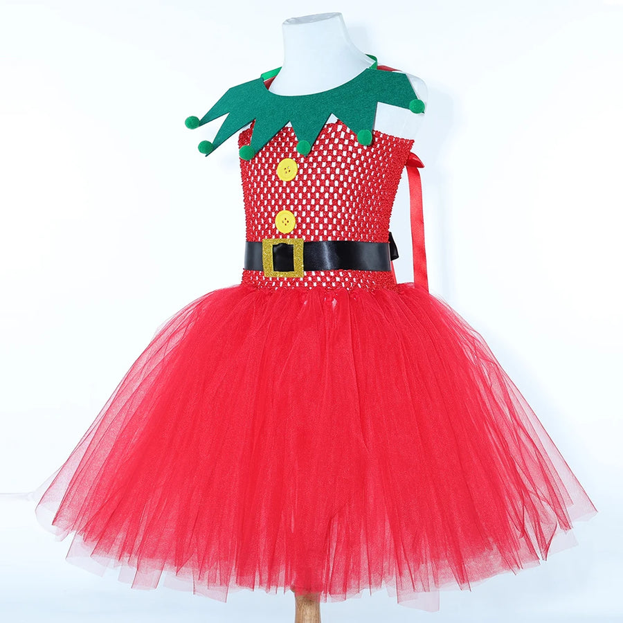 Robe Tutu Lutine Rouge et Verte Fille – vue 5