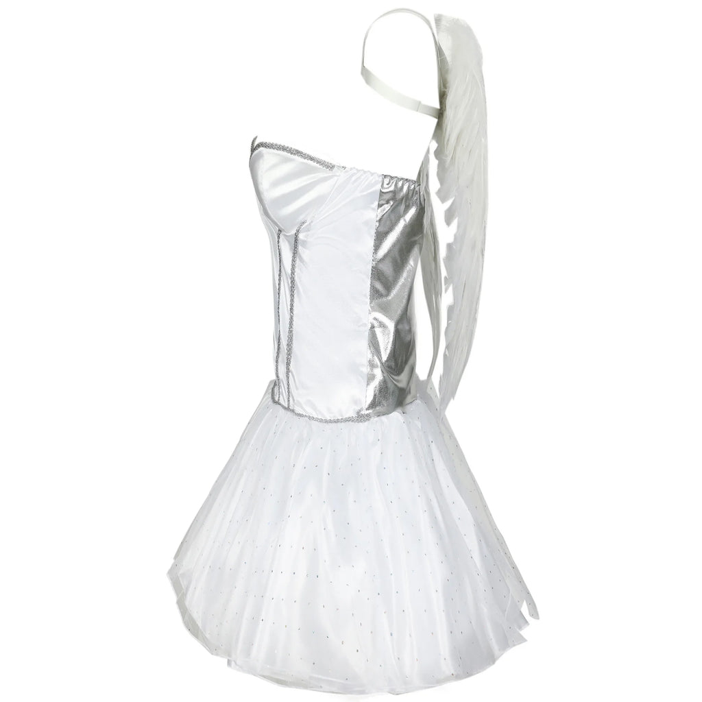 Déguisement Ange Sexy Blanc Femme avec Ailes – vue 4