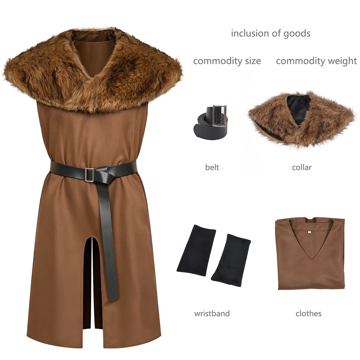 Déguisement Viking Homme Col Fausse Fourrure – vue 7