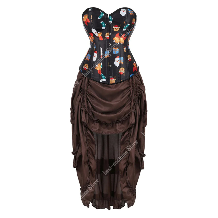 Robe Corset Pirate Steampunk Marron – Grandes Tailles – vue 8