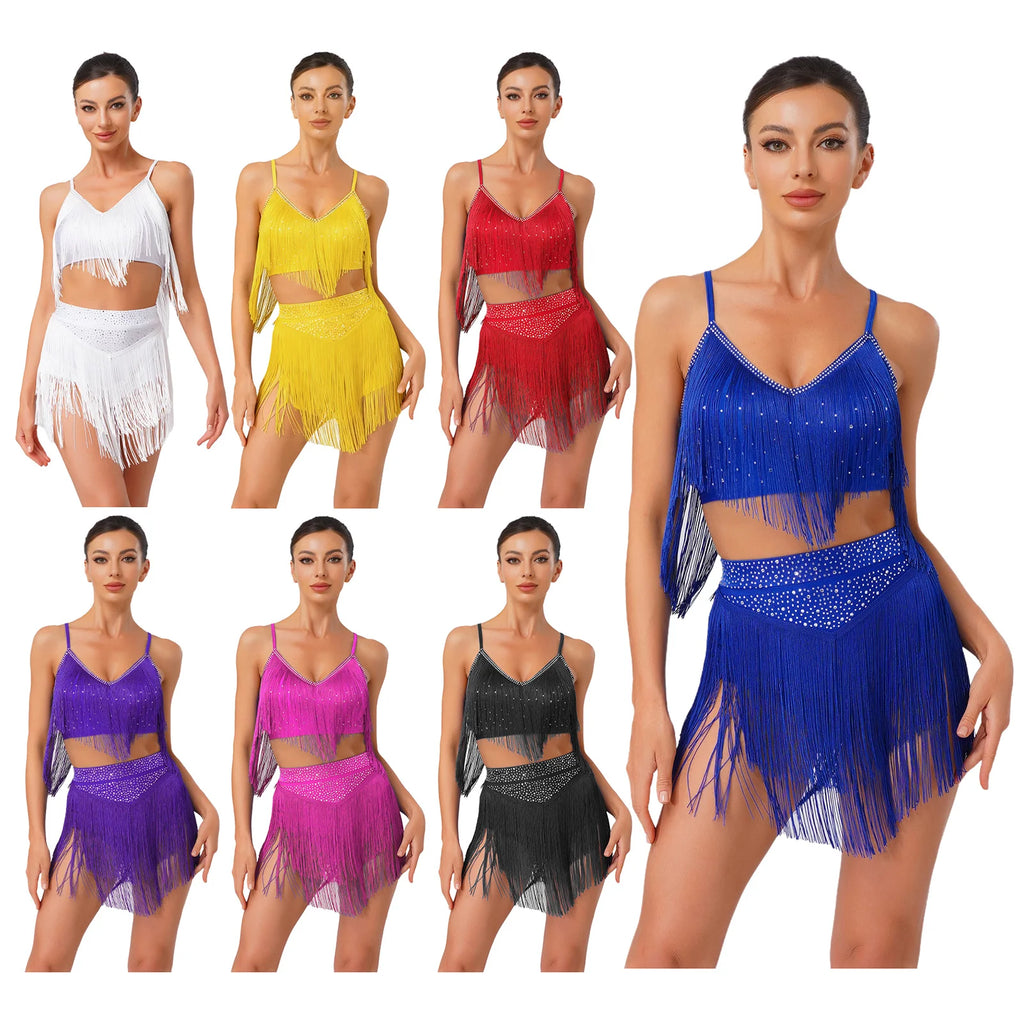 Costume de Danse Latine Femme - Haut à Franges et Jupe à Volants – vue 4