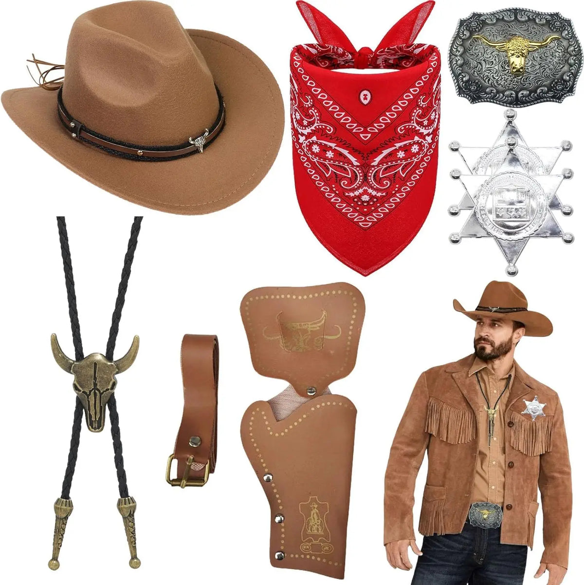 Kit Accessoires Cowboy Chapeau et Étoile de Shérif