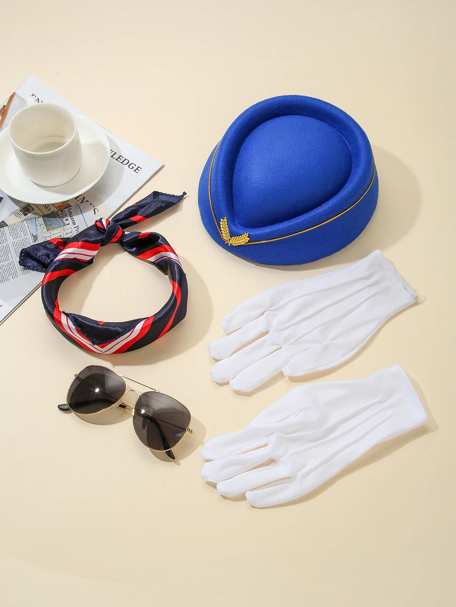 Kit Hôtesse de l'Air – Chapeau, Foulard, Gants et Lunettes – vue 3