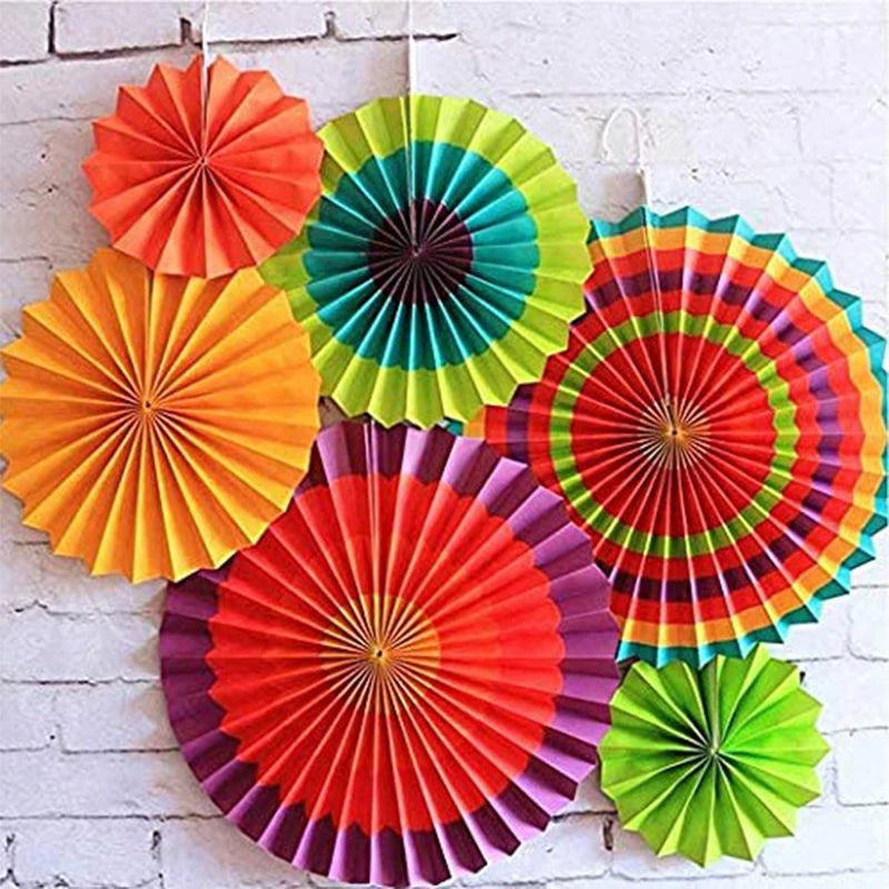 Éventails en Papier Colorés Fiesta Mexicaine - Lot de 12 – vue 5