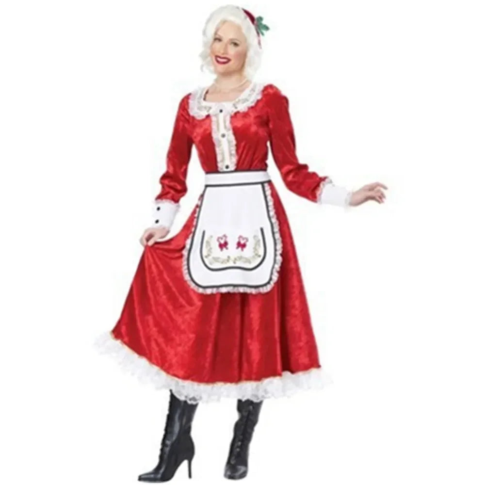 Robe Mère Noël Femme Rouge ou Blanche – Chapeau Inclus