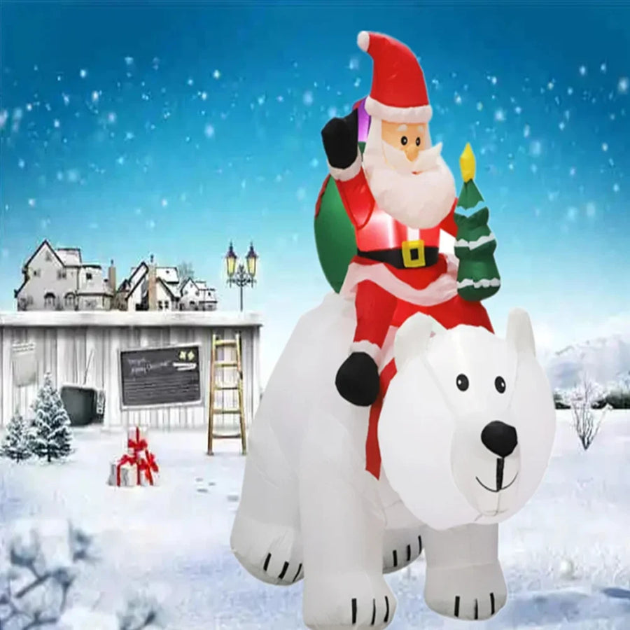 Père Noël sur Ours Polaire Gonflable 2,1 m – Décoration – vue 2