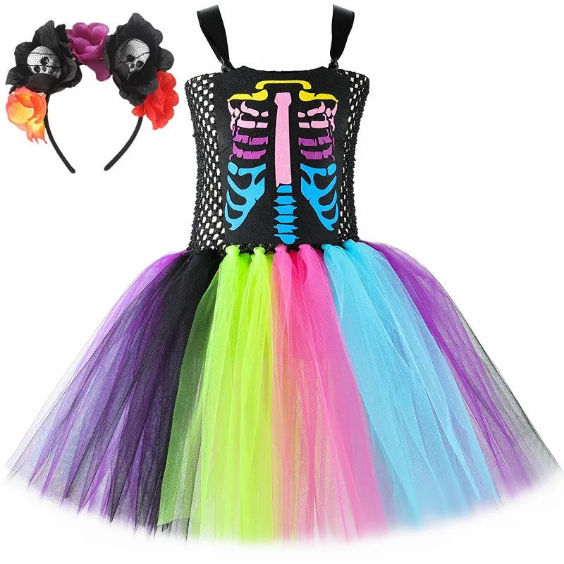 Robe Tutu Squelette Punk Fille
