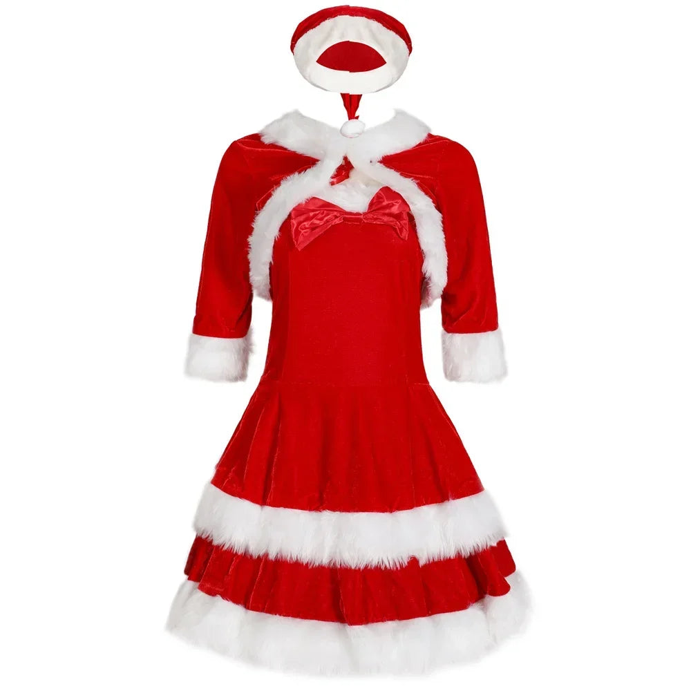 Robe Mère Noël avec Châle et Bonnet – vue 6