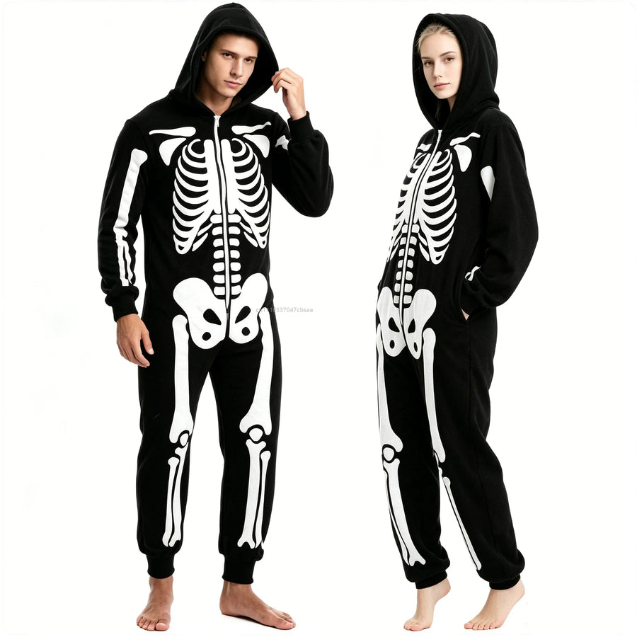 Combinaison Squelette à Capuche Couple