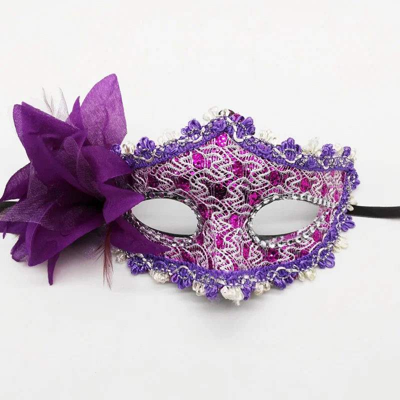 Masque de mascarade dentelle et rose Halloween – vue 6