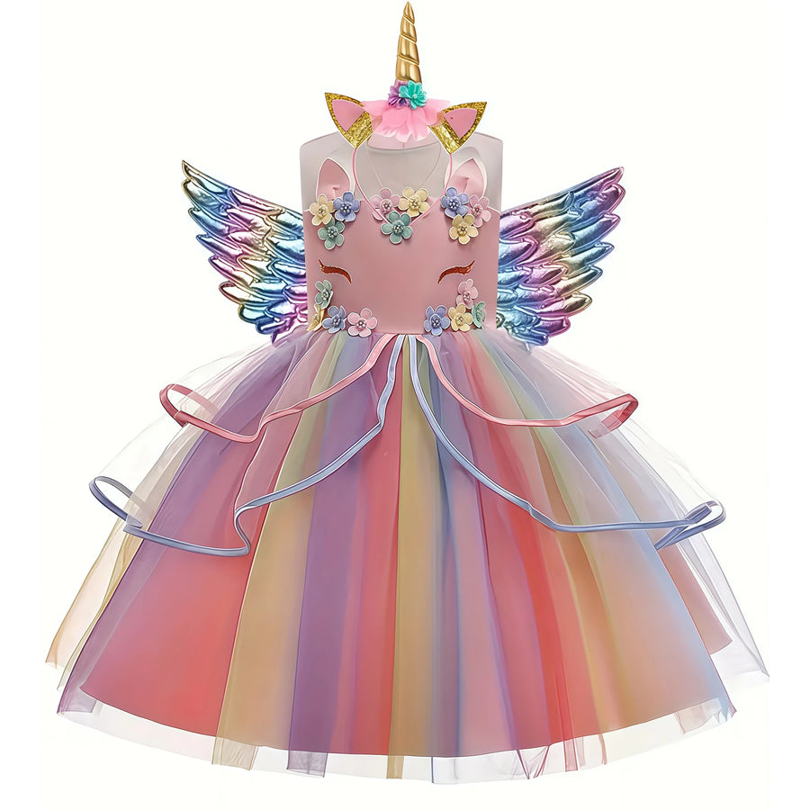Robe Licorne Arc-en-Ciel Fille