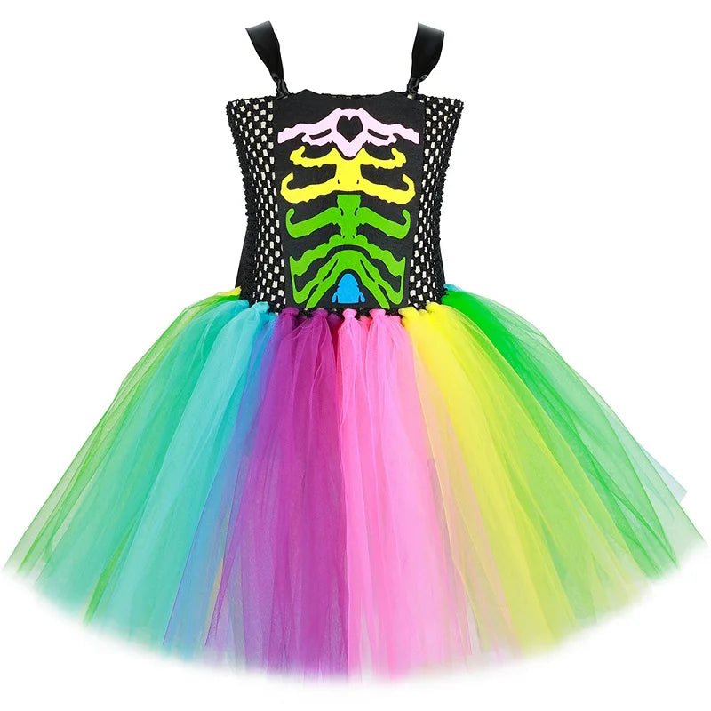 Robe Tutu Squelette Arc-en-Ciel Fille
