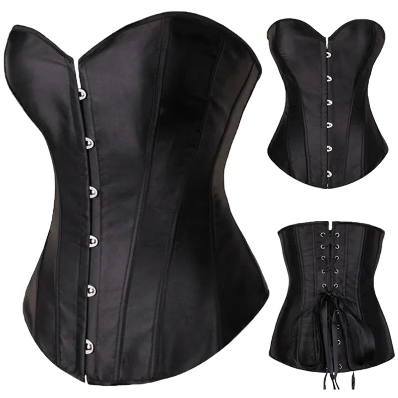 Corset Bustier Sexy à Lacets en Satin – Effet Taille Fine