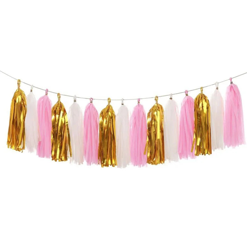 Guirlande Rideau Pompons Papier de Soie Décoration Fête – vue 2