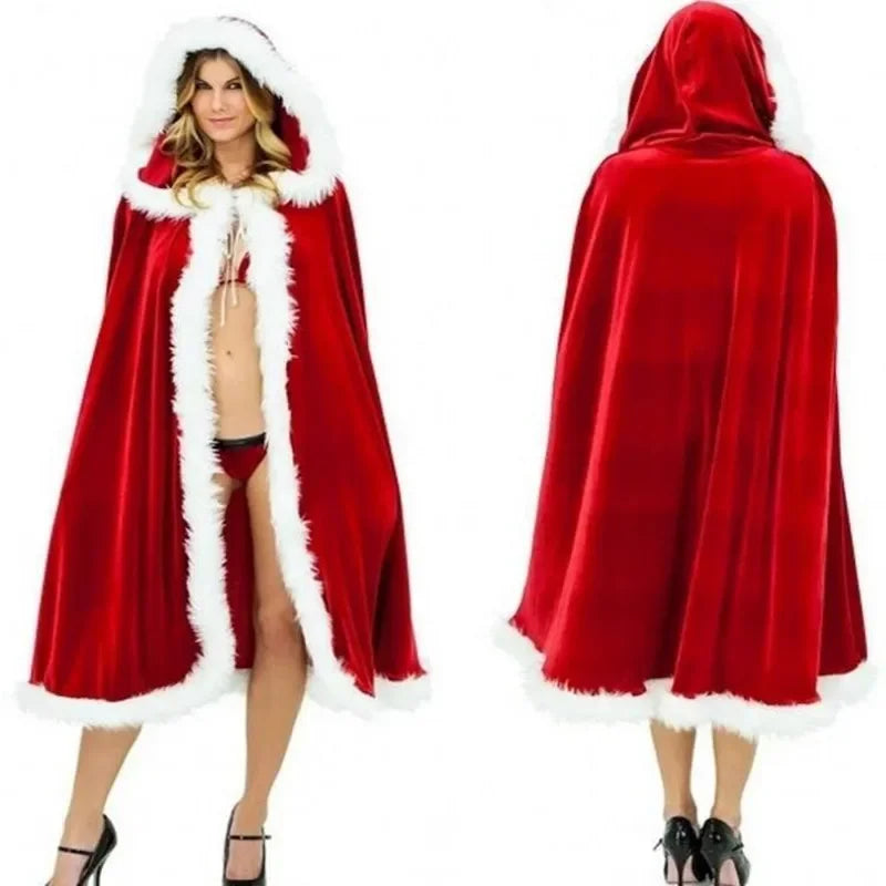 Cape Père Noël en Velours avec Bonnet – vue 2