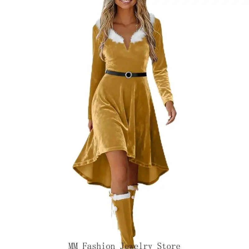 Robe Mère Noël à Franges Femme – Modèle Doré – vue 14
