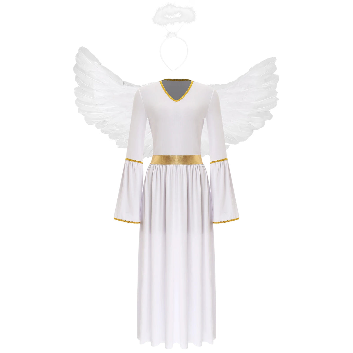 Déguisement Ange Femme 3 Pièces – Robe, Ailes et Coiffe