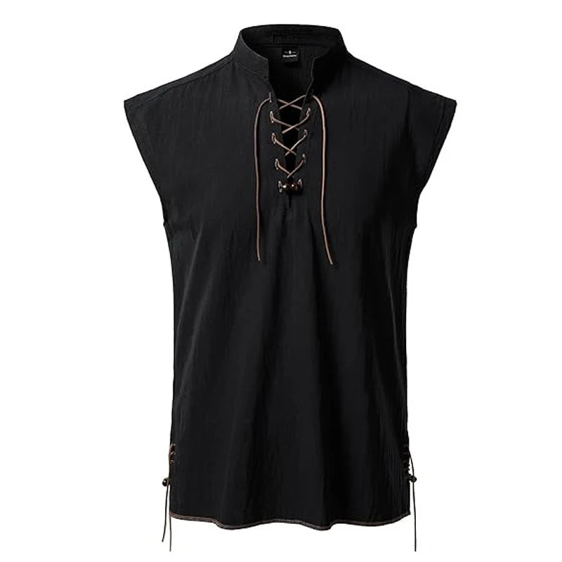 Chemise Pirate Sans Manches à Lacets Homme – vue 7