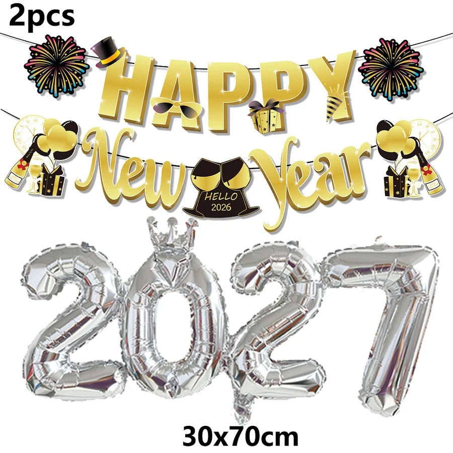 Kit Décoration Nouvel An Doré - Banderoles, Ballons et Chiffres 2027 – vue 15