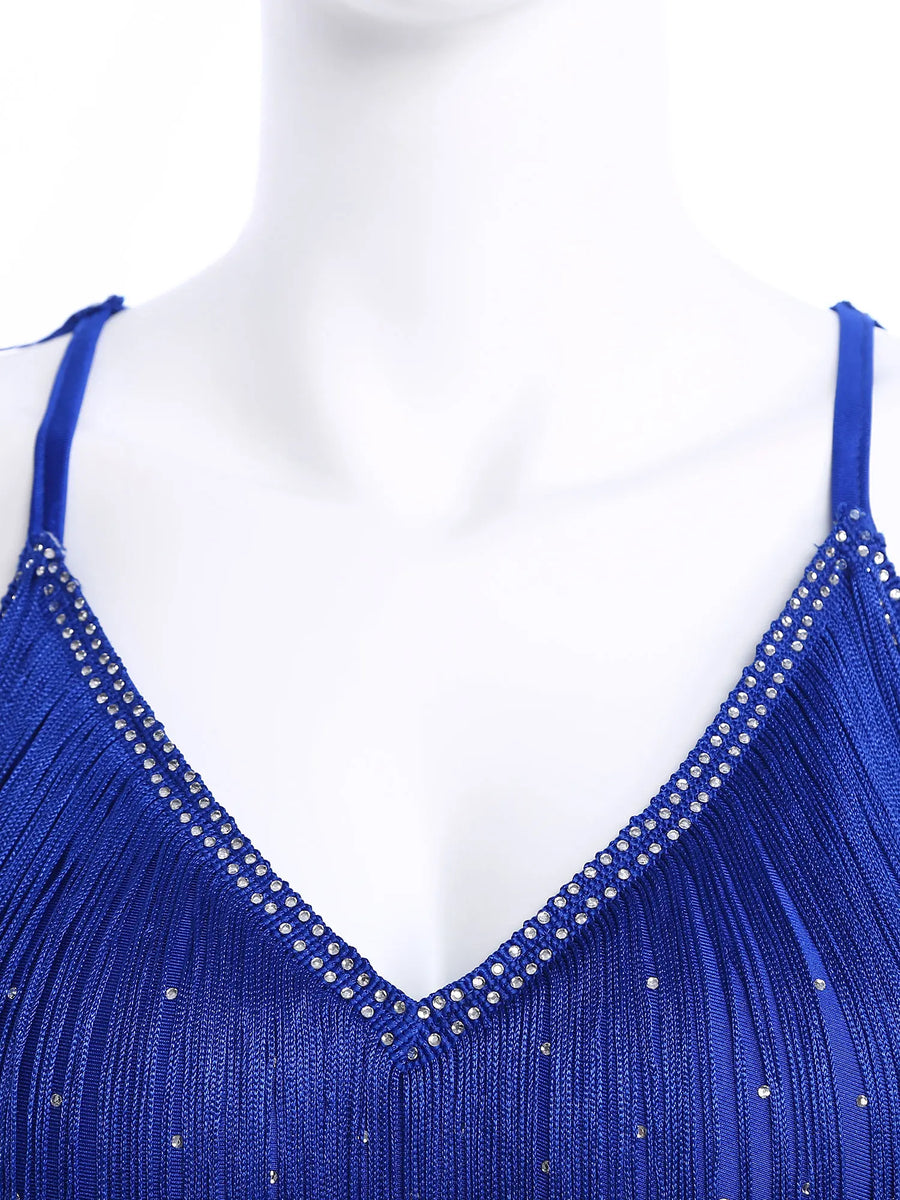 Costume de Danse Samba Latine Femme - Haut à Franges et Jupe à Pompons – vue 4