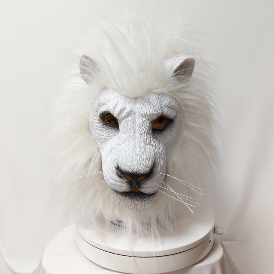 Masque Tête de Lion Blanc en Latex
