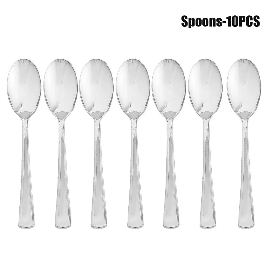 Couverts Jetables Dorés - Lot de 10 – vue 7