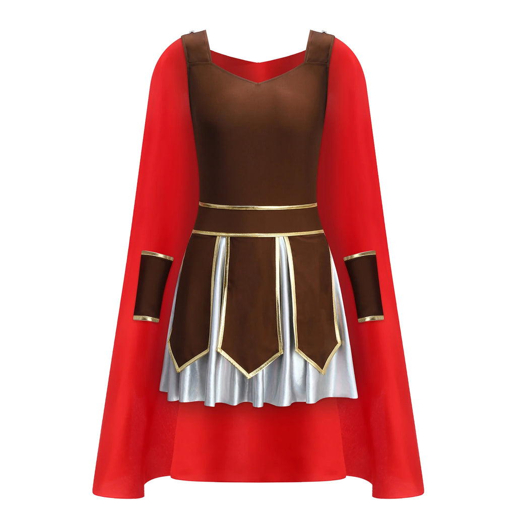 Déguisement Guerrière Grecque Romaine - Robe et Cape Satin – vue 6