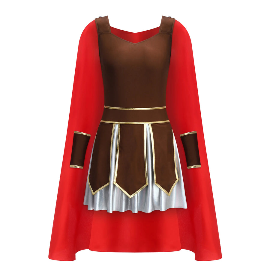 Déguisement Guerrière Grecque Romaine - Robe et Cape Satin – vue 6