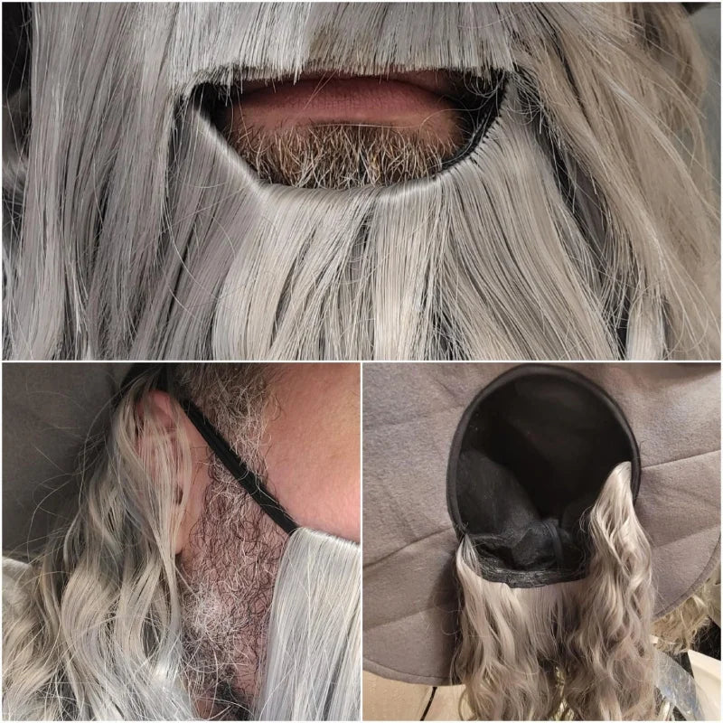Kit Magicien Gris – Barbe et Chapeau Pointu