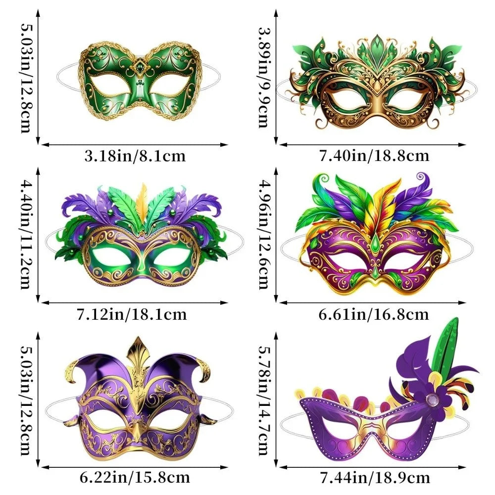Lot de 6 masques vénitiens en papier Carnaval – vue 6